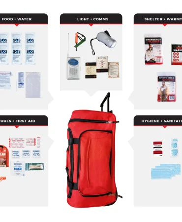 1 Person Necessity Survival Kit Rolling Bag - 72 Hour Emergency Kit