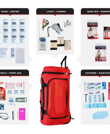 1 Person Essential Survival Kit, Rolling Bag