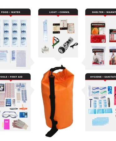 1 Person Comfort Survival Kit, Dry Bag