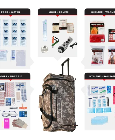 1 Person Comfort Survival Kit Rolling Bag Camo - 72 Hour Emergency Kit