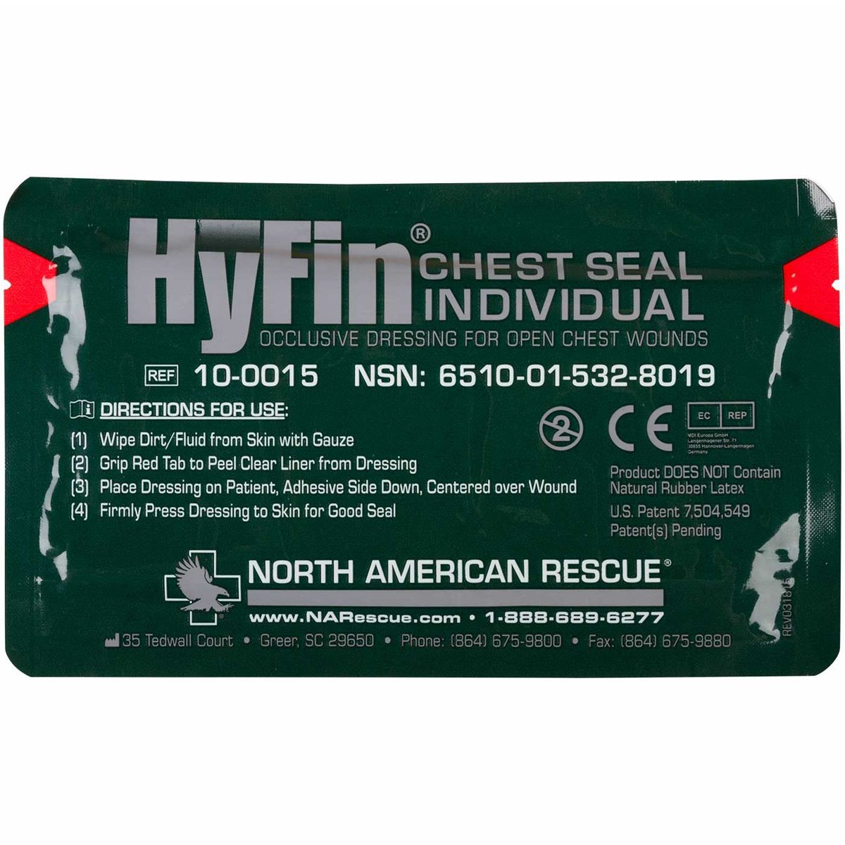 HyFin Chest Seal 6 x 6 Inch - Occlusive Dressing for Chest Wounds