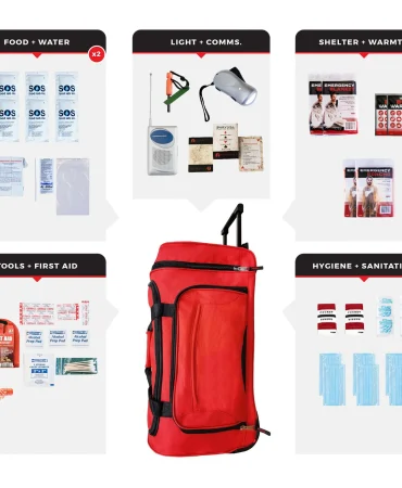 2 Person Necessity Survival Kit Rolling Bag - 72 Hour Emergency Kit