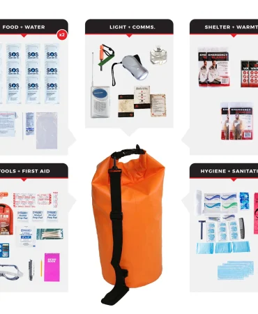 2 Person Essential Survival Kit Dry Bag - 72 Hour Emergency Kit