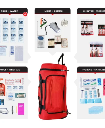 2 Person Essential Survival Kit Rolling Bag - 72 Hour Emergency Kit