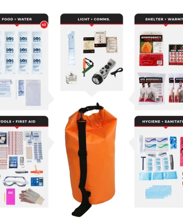 2 Person Comfort Survival Kit Dry Bag - 72 Hour Emergency Kit