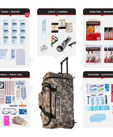 2 Person Comfort Survival Kit Rolling Bag Camo - 72 Hour Emergency Kit