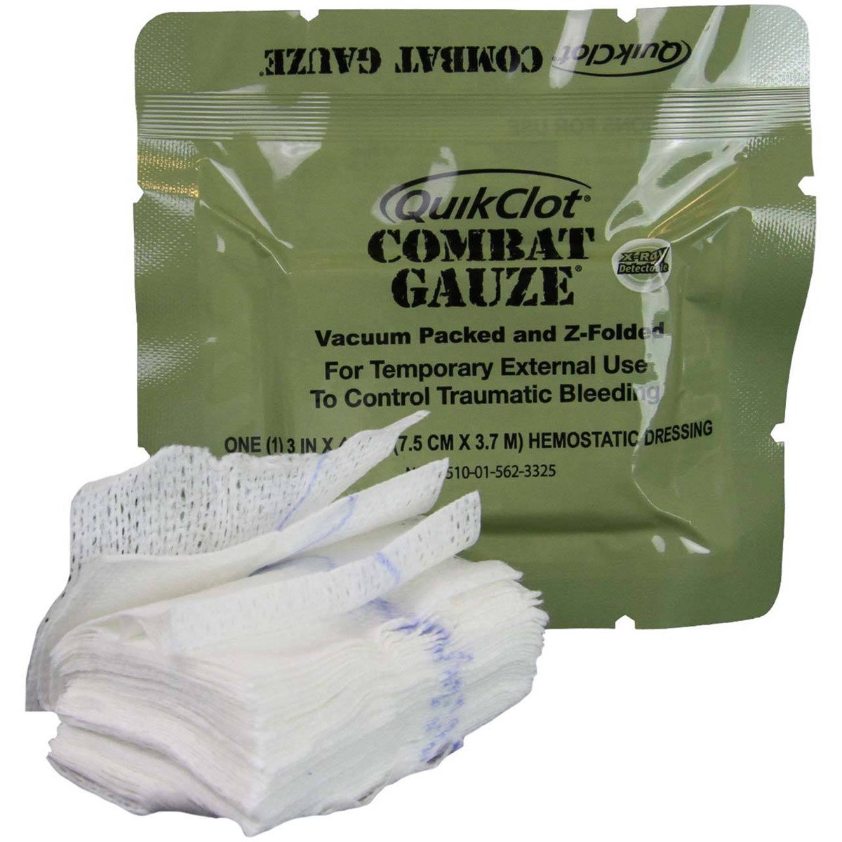 QuikClot Combat Gauze Z-Fold - Military Grade Hemostatic Bandage