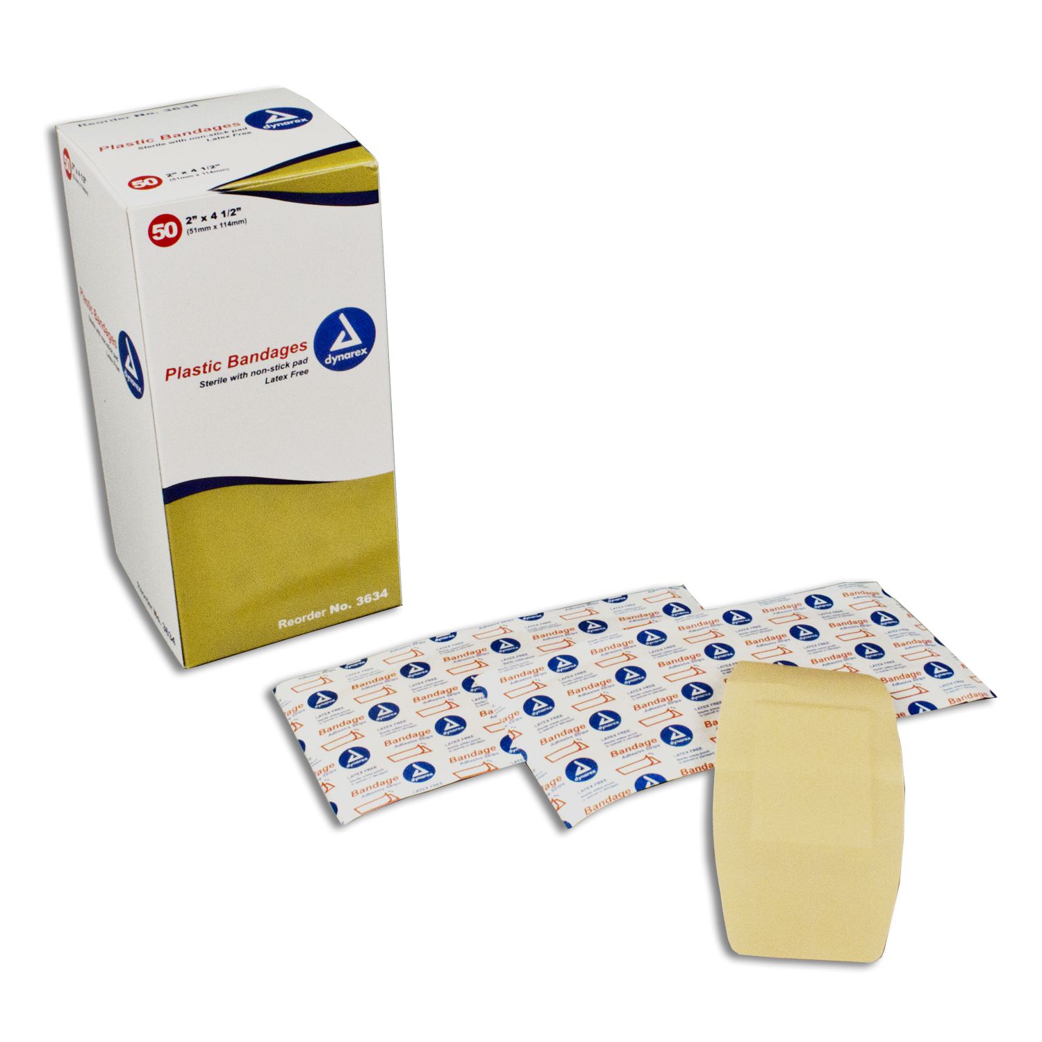 2" x 4.5" Elbow and Knee Plastic Bandages - 50 Per Box for First Aid Kits