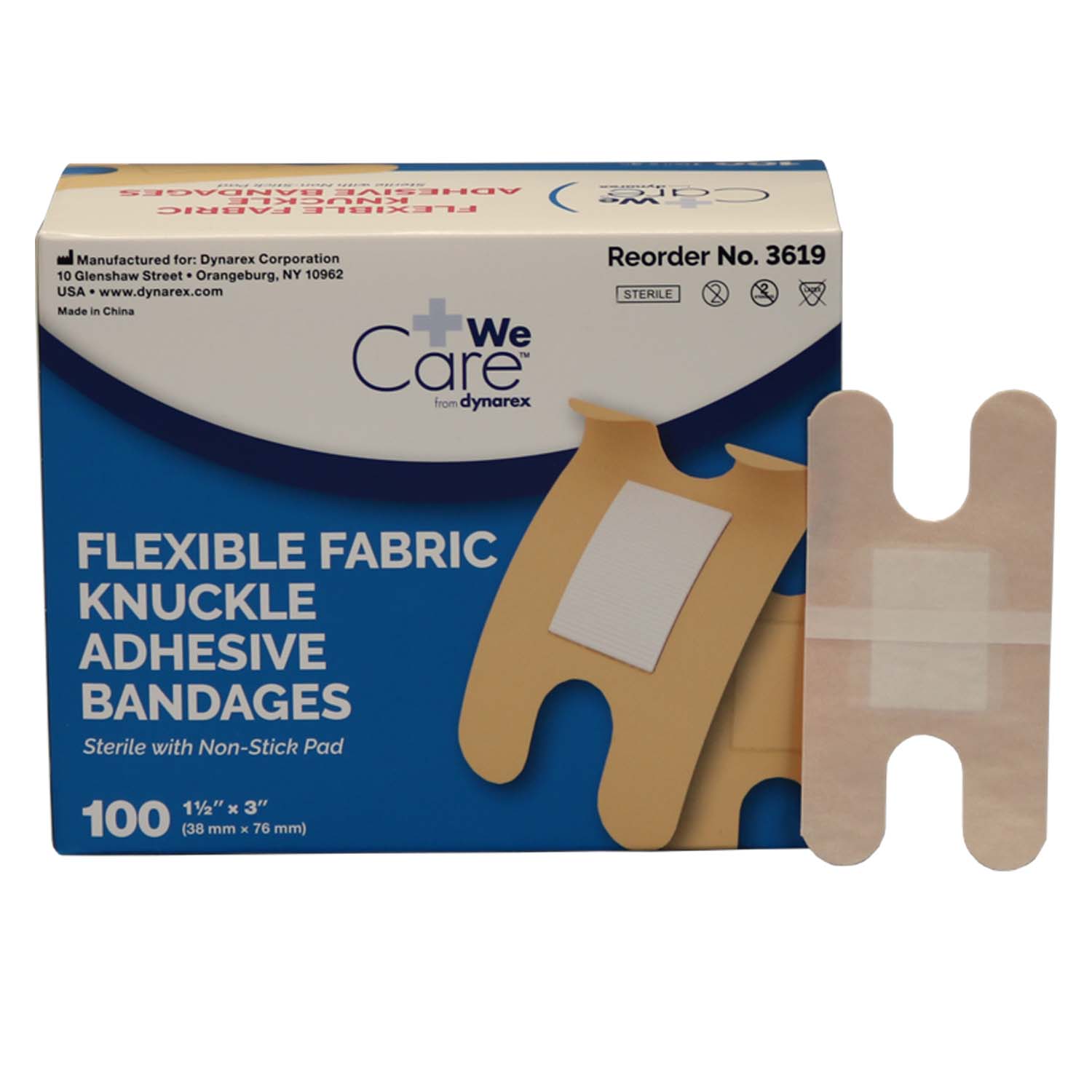 Fabric Knuckle Bandage, Flexible Wound Care - 100 Per Box