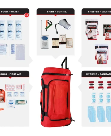 3 Person Necessity Survival Kit Rolling Bag - 72 Hour Emergency Kit