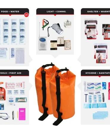 3 Person Essential Survival Kit Dry Bag - 72 Hour Emergency Kit