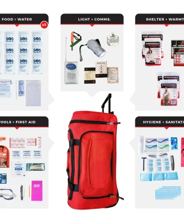 3 Person Essential Survival Kit Rolling Bag - 72 Hour Emergency Kit