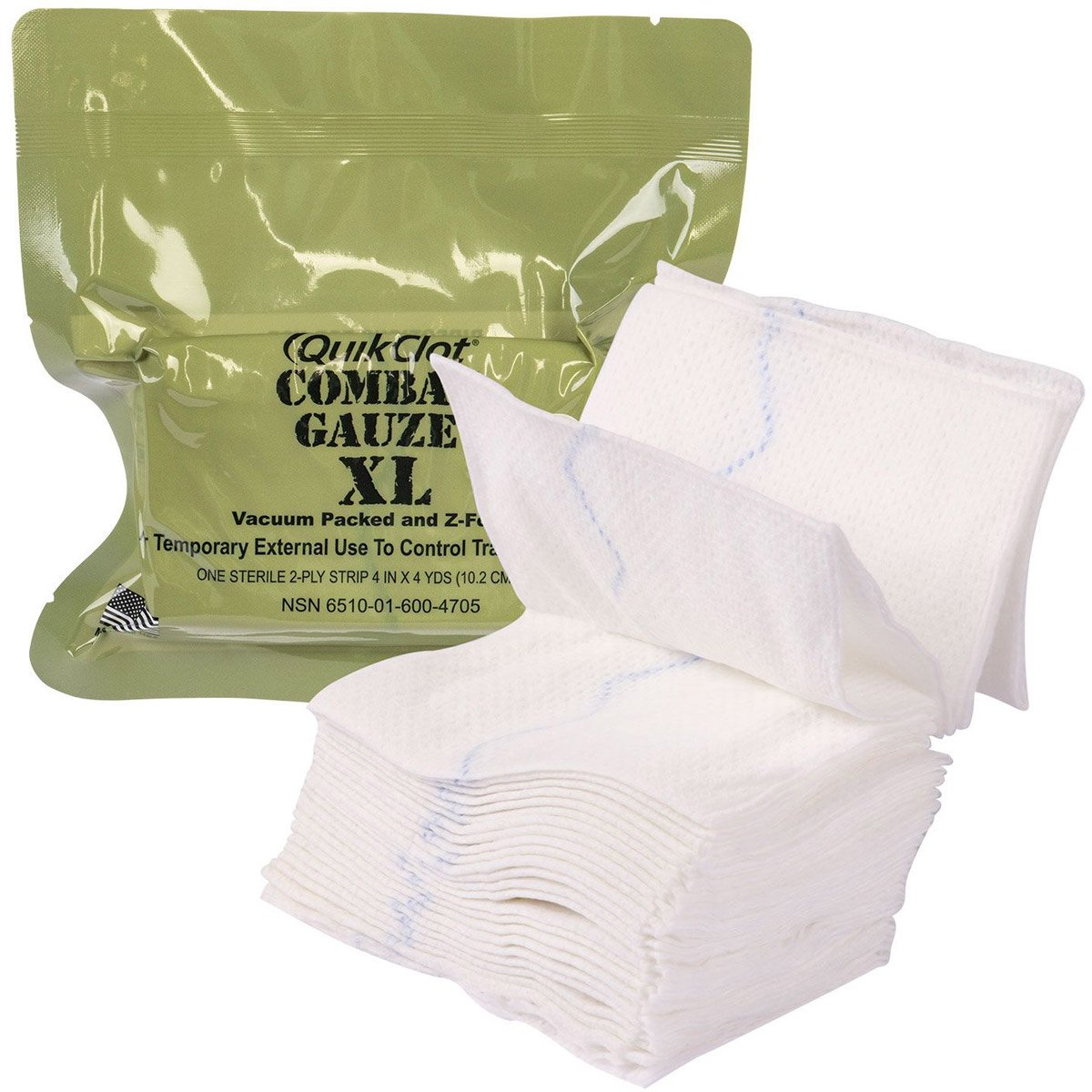 QuikClot Combat Gauze XL, Military Grade Hemostatic Dressing