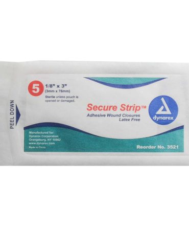 1/8" x 3" SecureStrip Adhesive Wound Closure Strips - 5 Per Pouch, Sterile