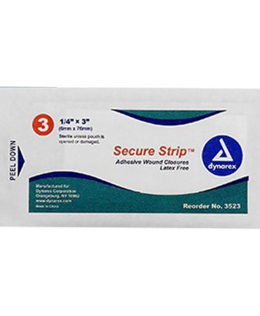 1/4" x 3" SecureStrip Adhesive Wound Closure Strips - 3 Per Pouch, Sterile