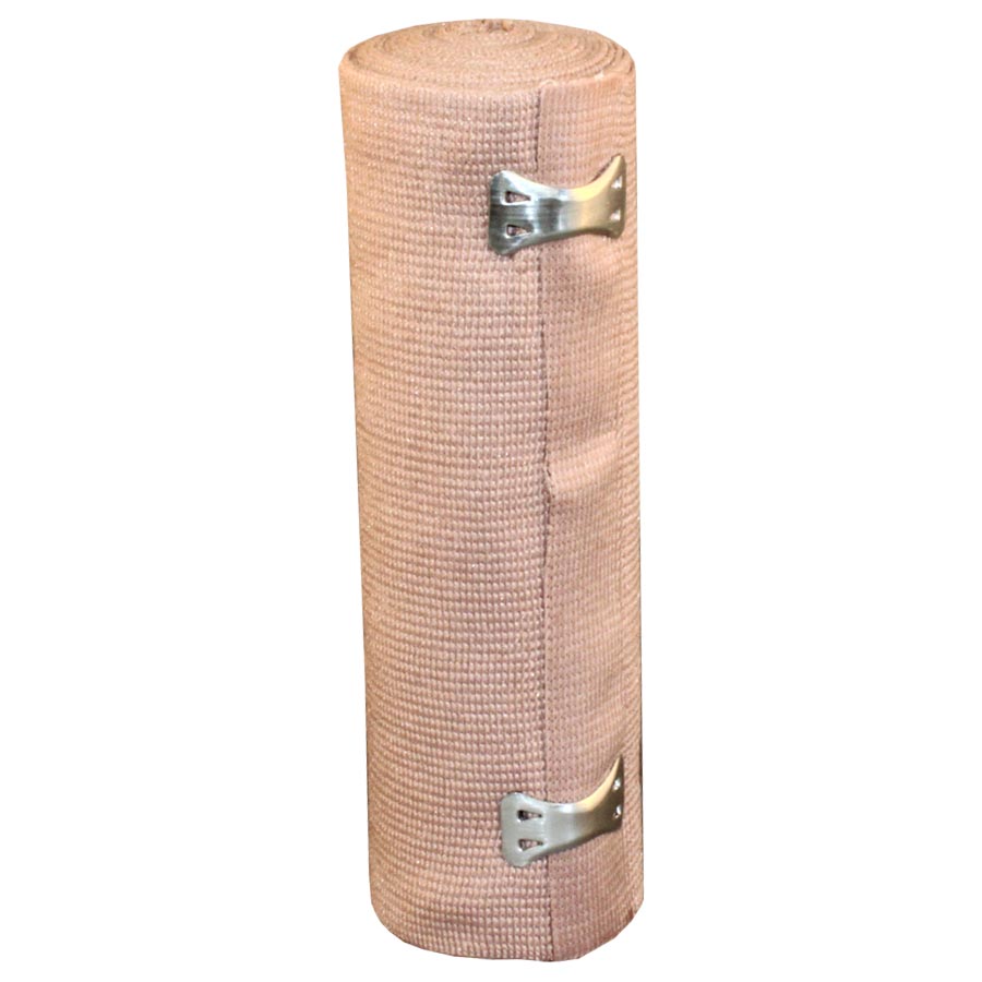 6" x 4.5 Yard Elastic Bandage Wrap with 2 Fasteners - Latex Free Compression