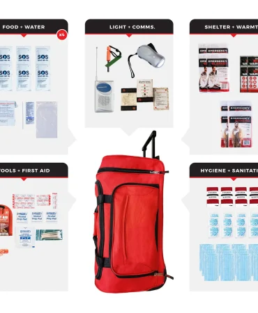 4 Person Necessity Survival Kit Rolling Bag - 72 Hour Emergency Kit