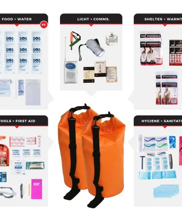 4 Person Essential Survival Kit Dry Bag - 72 Hour Emergency Kit