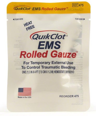 QuikClot EMS Rolled Gauze 3 x 48 Inch - Hemostatic Bleeding Control