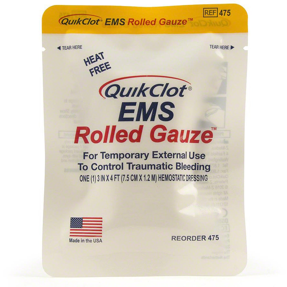 QuikClot EMS Rolled Gauze 3 x 48 Inch - Hemostatic Bleeding Control