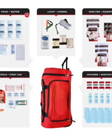 5 Person Necessity Survival Kit Rolling Bag - 72 Hour Emergency Kit