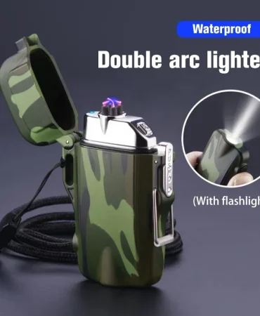 Waterproof Dual Plasma Arc Lighter with Flashlight