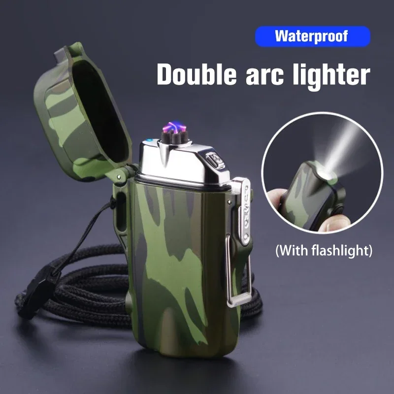 Waterproof Dual Plasma Arc Lighter with Flashlight