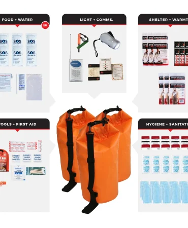 6 Person Necessity Survival Kit Dry Bag - 72 Hour Emergency Kit