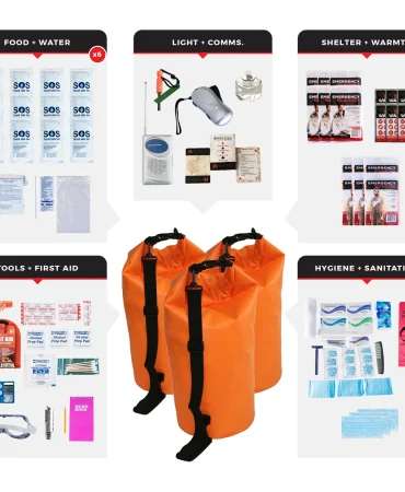 6 Person Essential Survival Kit Dry Bag - 72 Hour Emergency Kit