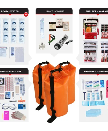 6 Person Comfort Survival Kit Dry Bag - 72 Hour Emergency Kit
