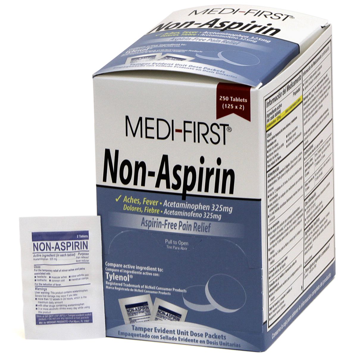 125 Non-Aspirin Acetaminophen Packs (2 Tablets Each) - Bulk Pain Relief