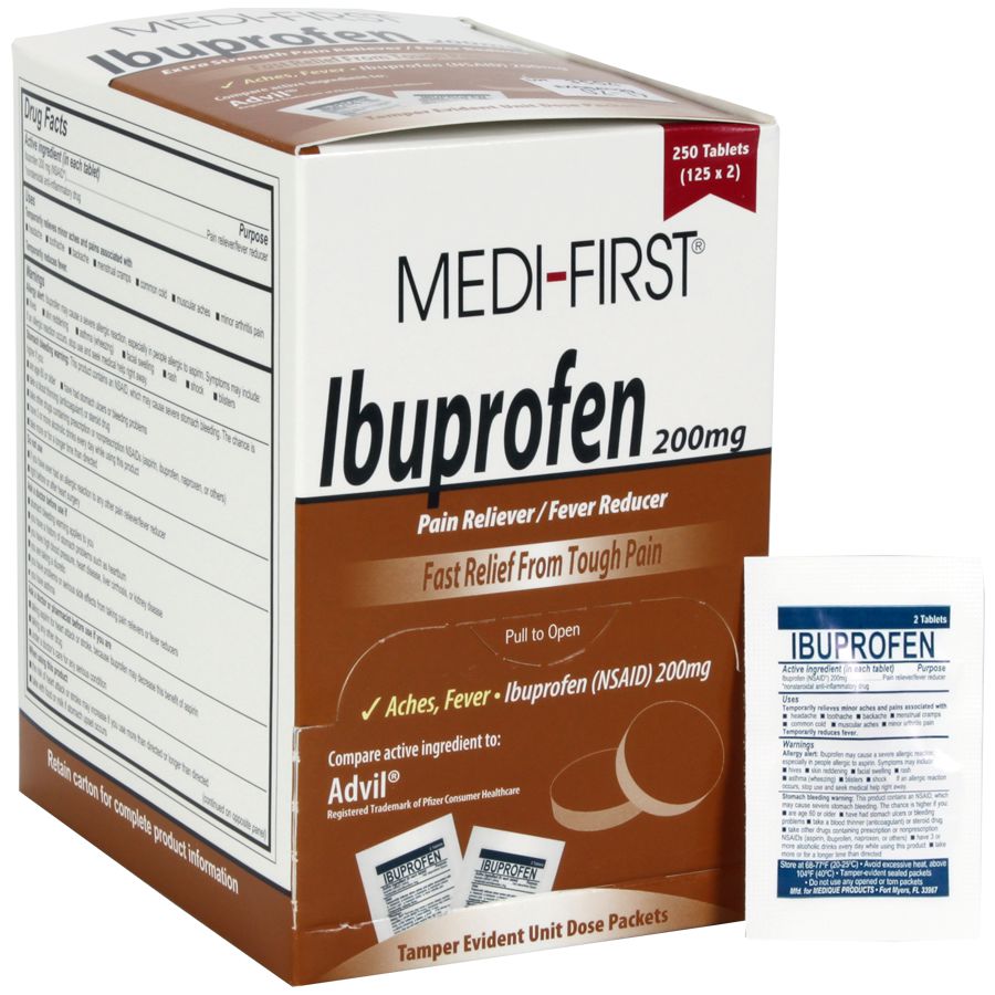 125 Ibuprofen Packs (2 Tablets Each) - Bulk Pain Relief