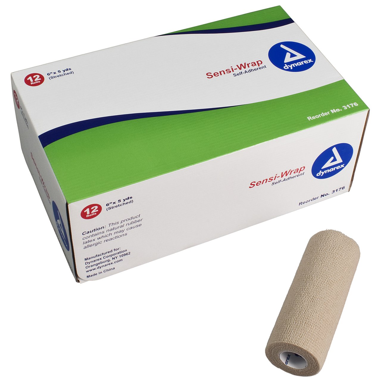Dynarex Sensi-Wrap Self Adherent Bandage Rolls 6" x 5 yd - 12 Per Box