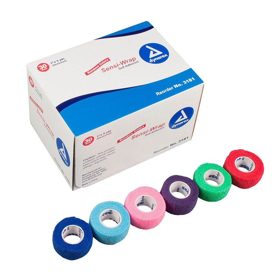 Dynarex Sensi Wrap Self Adherent Bandage Rainbow Pack 1" x 5 yds - 30/Case
