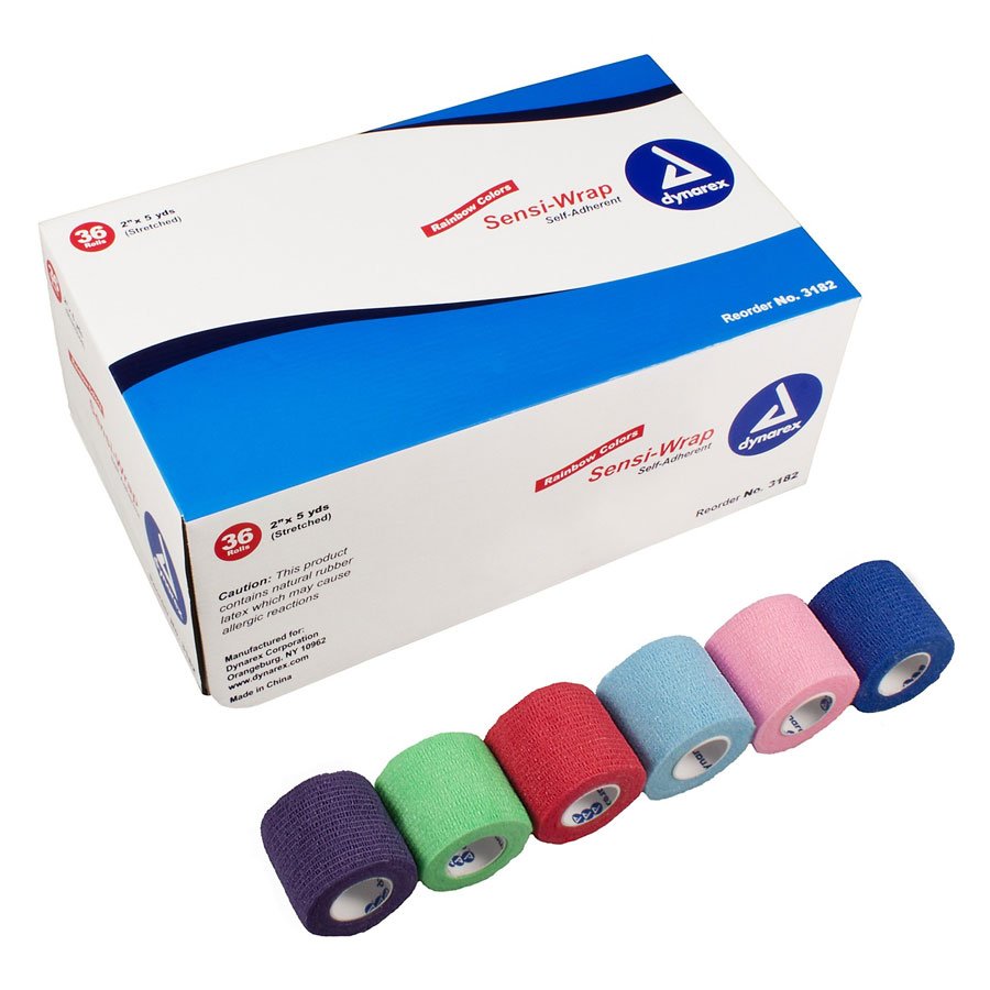 Dynarex Sensi Wrap Self Adherent Bandage Rainbow Pack 2" x 5 yds - 36/Case