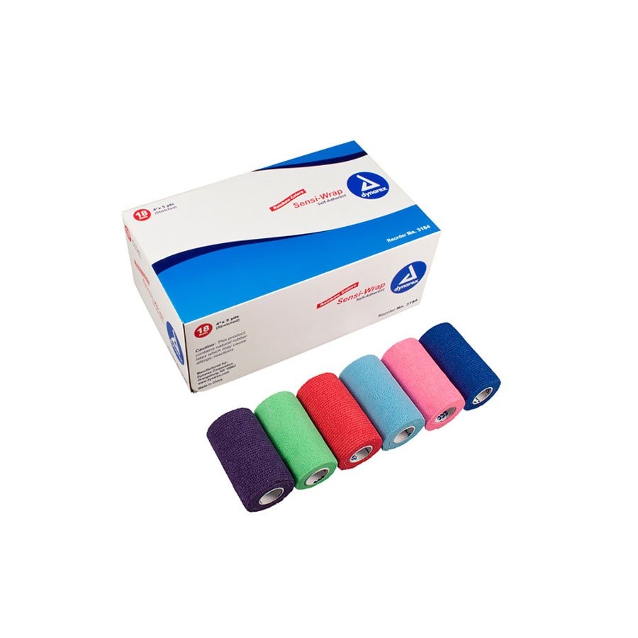 Dynarex Sensi Wrap Self Adherent Bandage Rainbow Pack 4" x 5 yds - 18/Case