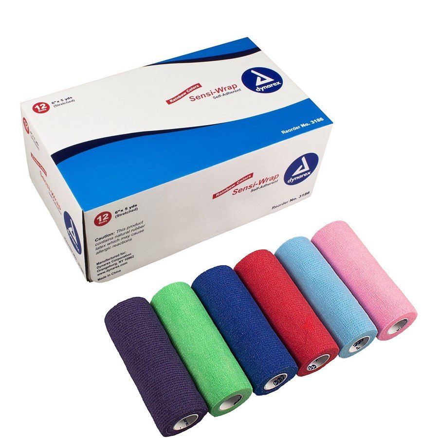 Dynarex Sensi Wrap Self Adherent Bandage Rainbow Pack 6" x 5 yds - 12/Case