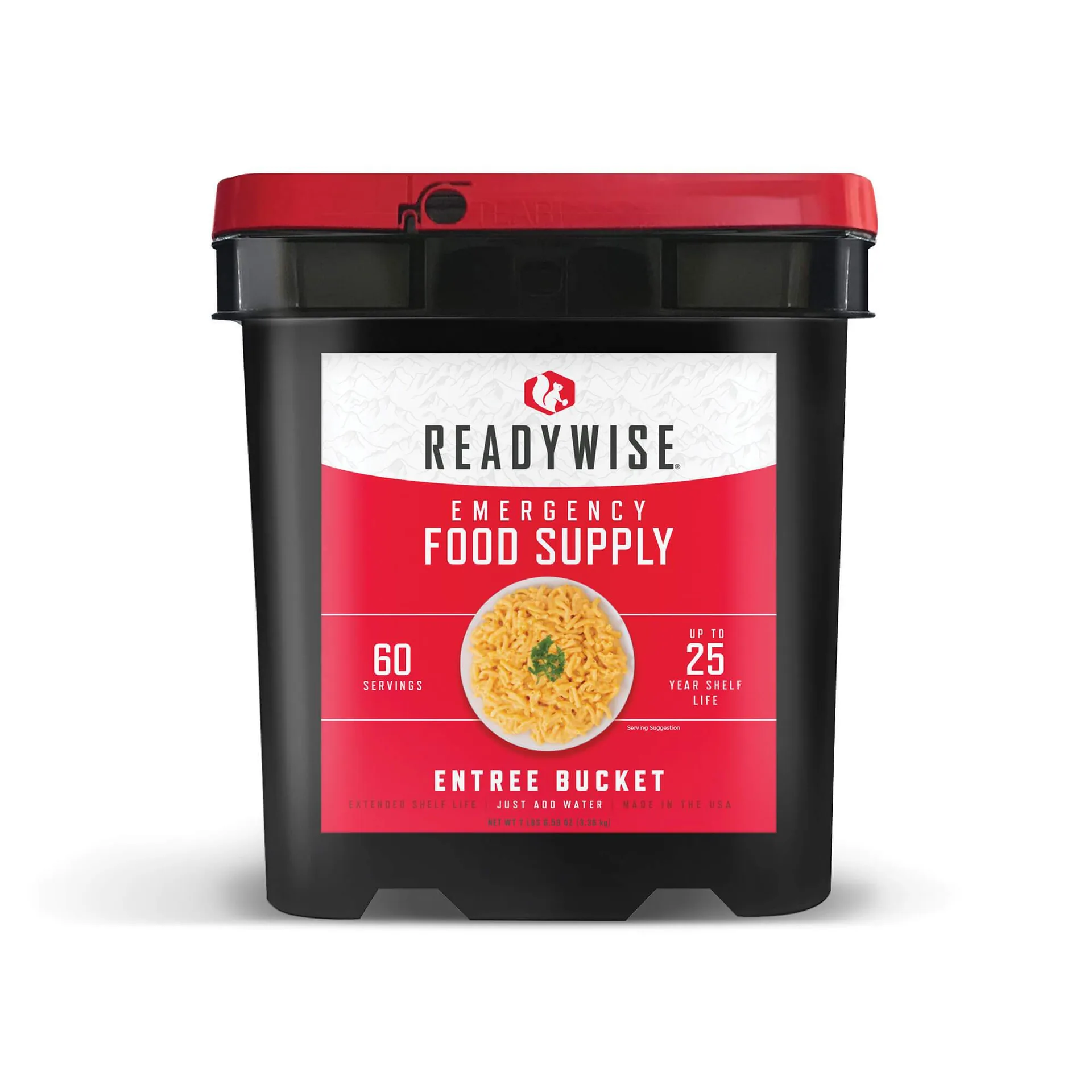 60 Serving Entree Grab and Go Bucket - 25 Year Shelf Life