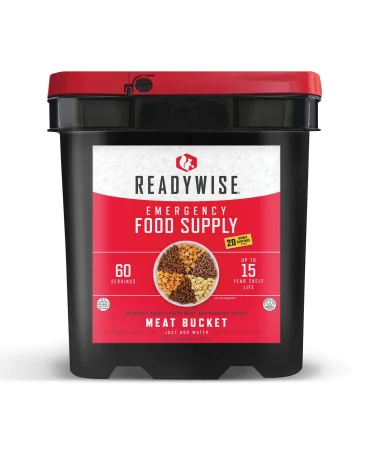 60 Serving Freeze Dried Meat Bucket with 20 Servings of Rice