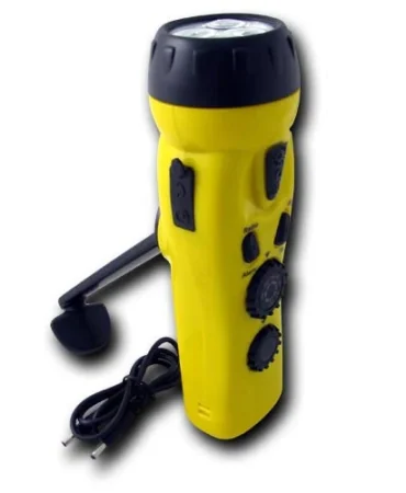 Yellow 4 n 1 Dynamo 3 LED Flashlight w/ Phone Charger