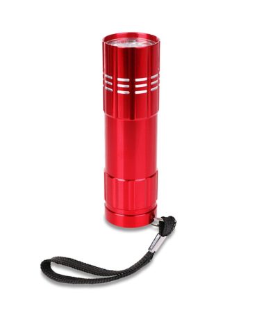Metal Handheld Red Flashlight with Nylon Wrist Strap