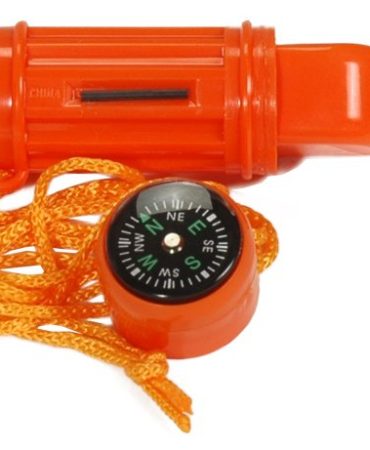 5-in-1 Survival Whistle with Compass, Mirror, and Flint Starter