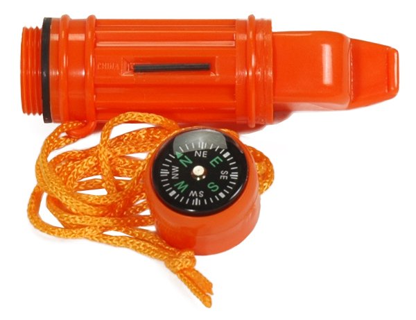 5-in-1 Survival Whistle with Compass, Mirror, and Flint Starter