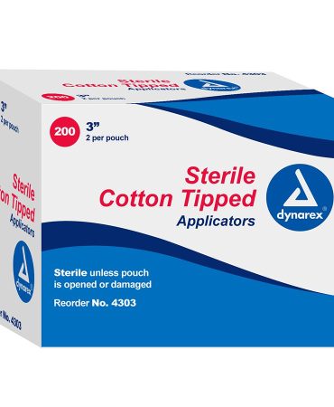 Cotton tipped applicator, Sterile 3", 200 per box, packaged as 100 2-packs
