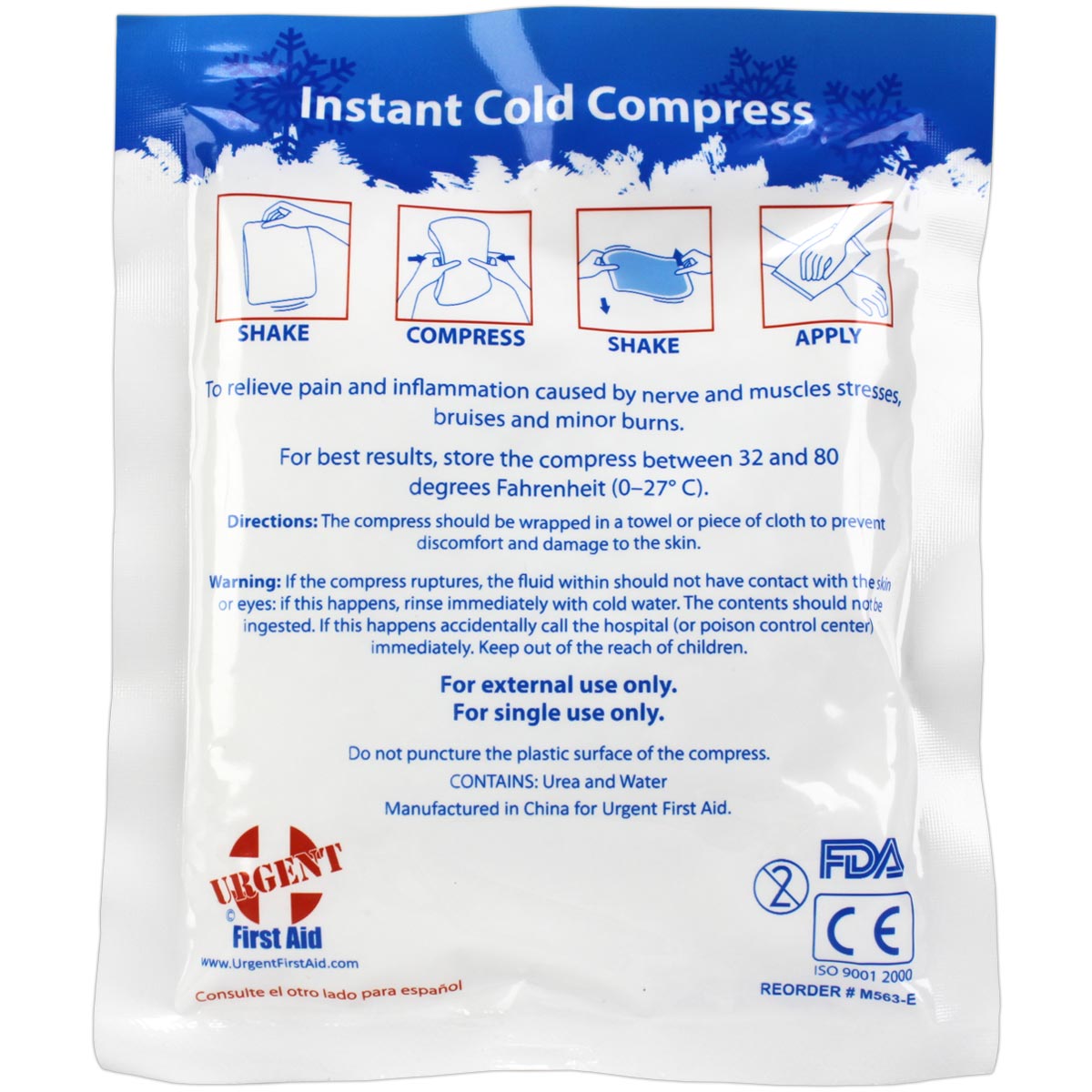 Instant Cold Compress First Aid - 4" x 5" Single Pack