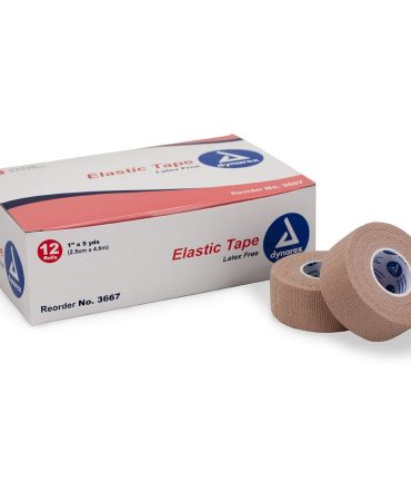 Elastic Adhesive Tape 1" x 5 Yard - 12 Rolls Per Box, Latex Free Athletic Tape