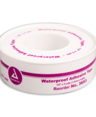 1/2" x 5 Yard Waterproof First Aid Tape - Plastic Spool for Wound Care