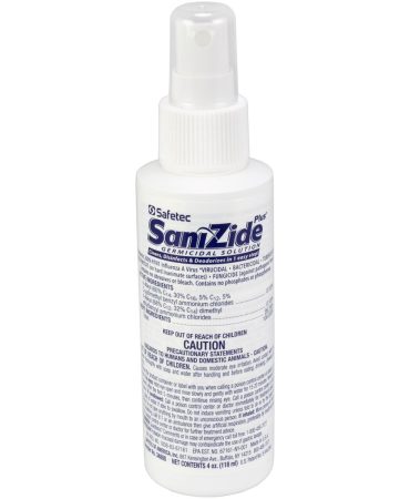 Sanizide Plus environmental surface germicidal solution, 4 oz. plastic bottle with pump spray, 1 ea.
