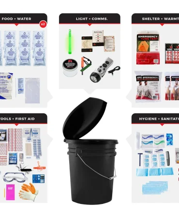 2 Person Comfort Survival Kit Bucket and Lid - 72 Hour Emergency Kit