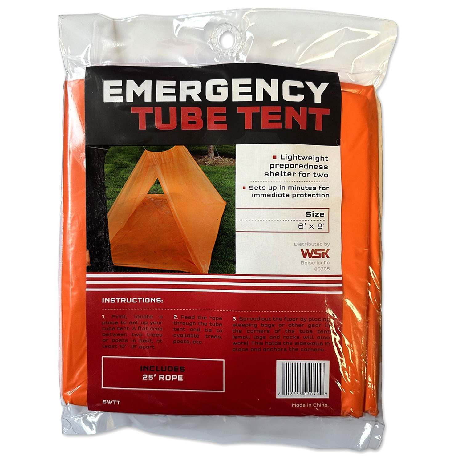 2-Person Tube Tent with Cord - Emergency Shelter Under 1 Pound
